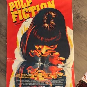 Pulp Fiction Movie Poster - Red and Black Mia Wallace